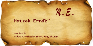 Matzek Ernő névjegykártya